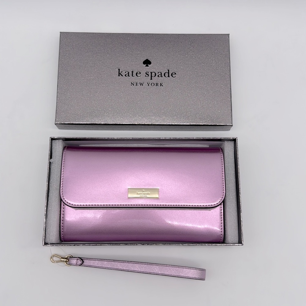 Kate Spade Kenzie Boxed Medium Flap Wristlet Quartz Pink